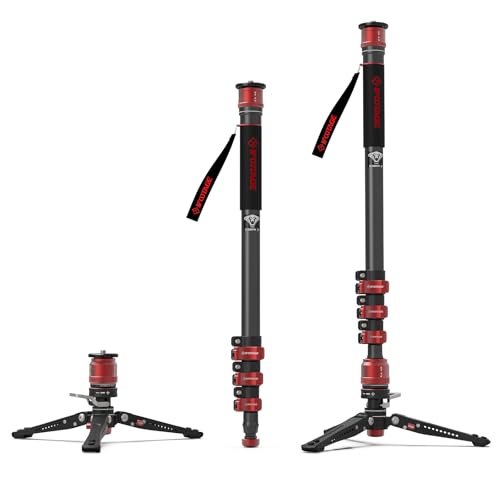 IFOOTAGE Cobra 3 C180F-P Carbon Fiber Camera Monopod with Pedal Base & Low-Profile Tripod – Professional Travel Monopod for DSLR, Sony, Nikon (Max Load 22lb/10kg) - Image 1