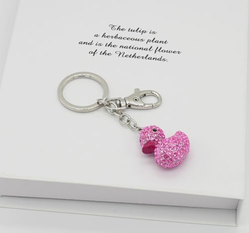Moydolo Cute Crystal Rhinestone Animal Duck Car Key Chain Ring Charm Sparkling Duck Keychain Pendant For Women Girls Purse - Image 4