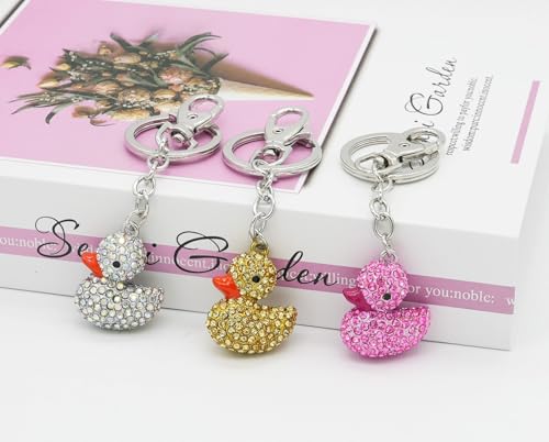 Moydolo Cute Crystal Rhinestone Animal Duck Car Key Chain Ring Charm Sparkling Duck Keychain Pendant For Women Girls Purse - Image 2