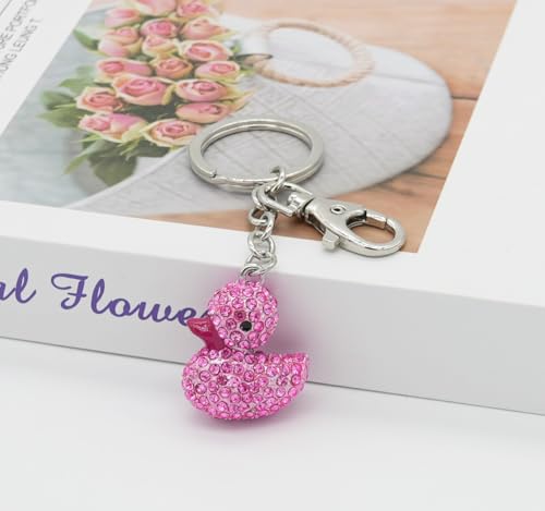 Moydolo Cute Crystal Rhinestone Animal Duck Car Key Chain Ring Charm Sparkling Duck Keychain Pendant For Women Girls Purse - Image 3