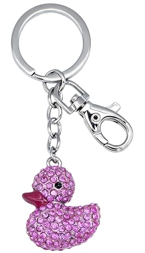 Moydolo Cute Crystal Rhinestone Animal Duck Car Key Chain Ring Charm Sparkling Duck Keychain Pendant For Women Girls Purse - Image 1