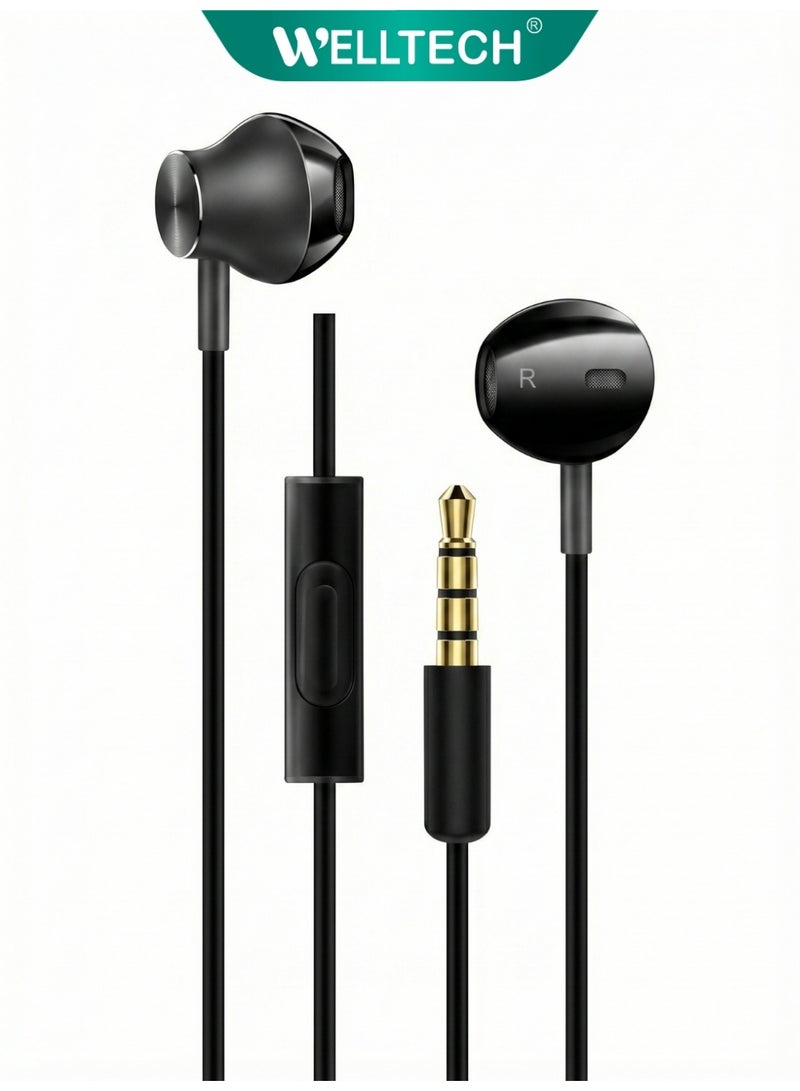 WELLTECH 3.5mm Wired Earphones with Mic Pure Voice Clear Sound AUX Headphones Noise Isolation In Ear Headset for Android Laptop Tablet Gaming Calls WELLTECH STONE03 - Image 1