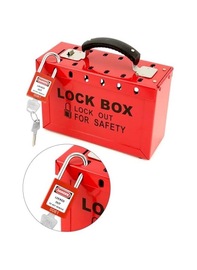 Arabest Lockout Tagout Box Kit, with 10 Keyed Loto Locks, Portable Group Lock Box - 12 Slots, for LOTO Station, Red  - Image 2