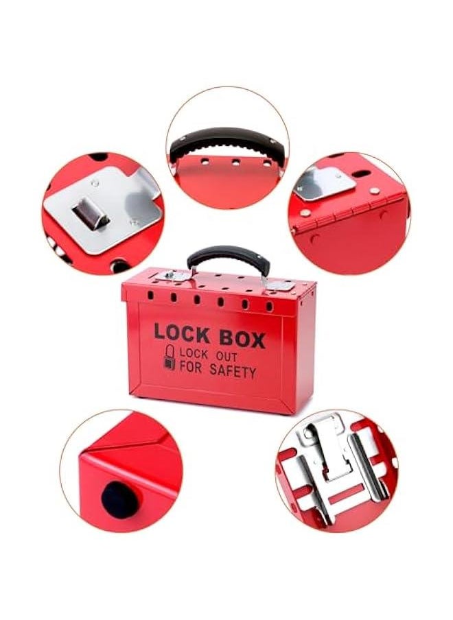 Arabest Lockout Tagout Box Kit, with 10 Keyed Loto Locks, Portable Group Lock Box - 12 Slots, for LOTO Station, Red  - Image 4