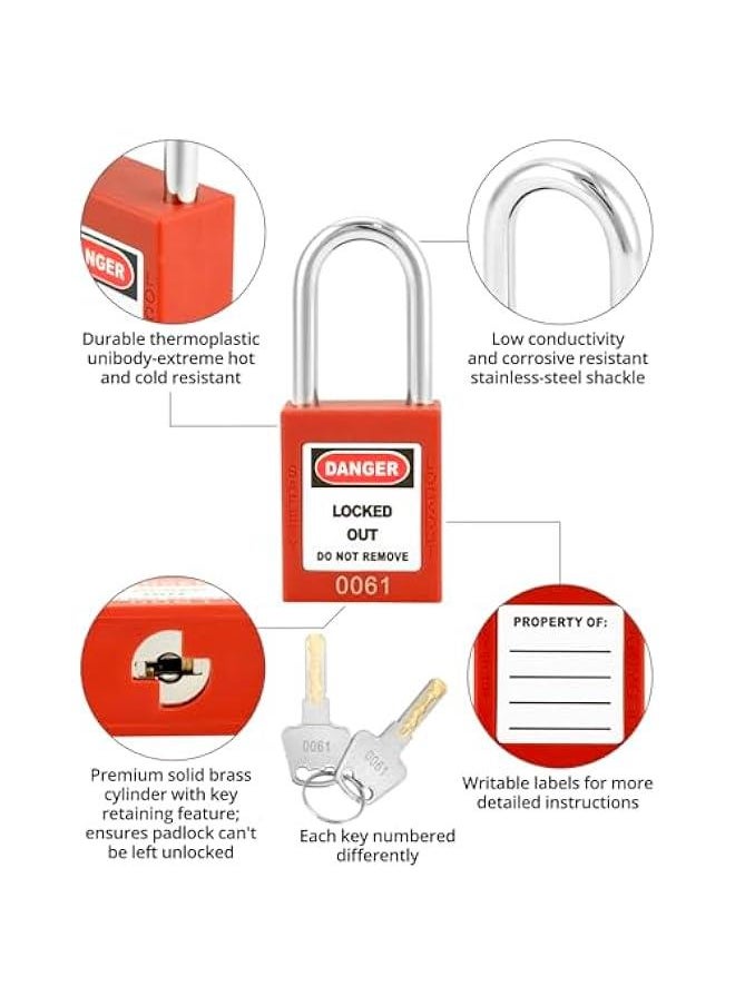 Arabest Lockout Tagout Box Kit, with 10 Keyed Loto Locks, Portable Group Lock Box - 12 Slots, for LOTO Station, Red  - Image 5