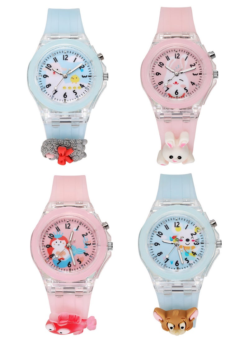4 Pcs Kids Watches,3D Lovely Cartoon Digital Sport Watch Silicone Wristwatches Best Gift for 3-11 Year Old Girls Boys,Time Teaching Easy to Read Time Clearly at Night - Image 1