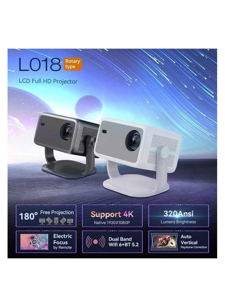 Mini Portable LED LCD Android Smart Projector Full HD 1080P & 4K Keystone Correction for Home Theater & Cinema Beamer 390 ANSI WIFI Bluetooth HDMI USB