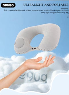 DUNISO Inflatable U-shaped Pillow,Inflatable Travel Pillow,Press the Automatic Inflatable Pillow, Ergonomic Design to Alleviate Sleep and Neck Fatigue, Portable Stowable Press Inflatable Neck Pillow for Airplanes, Cars, Travel, Office  - Image 3