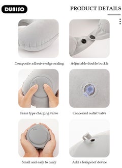DUNISO Inflatable U-shaped Pillow,Inflatable Travel Pillow,Press the Automatic Inflatable Pillow, Ergonomic Design to Alleviate Sleep and Neck Fatigue, Portable Stowable Press Inflatable Neck Pillow for Airplanes, Cars, Travel, Office  - Image 5