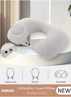 DUNISO Inflatable U-shaped Pillow,Inflatable Travel Pillow,Press the Automatic Inflatable Pillow, Ergonomic Design to Alleviate Sleep and Neck Fatigue, Portable Stowable Press Inflatable Neck Pillow for Airplanes, Cars, Travel, Office  - Image 1
