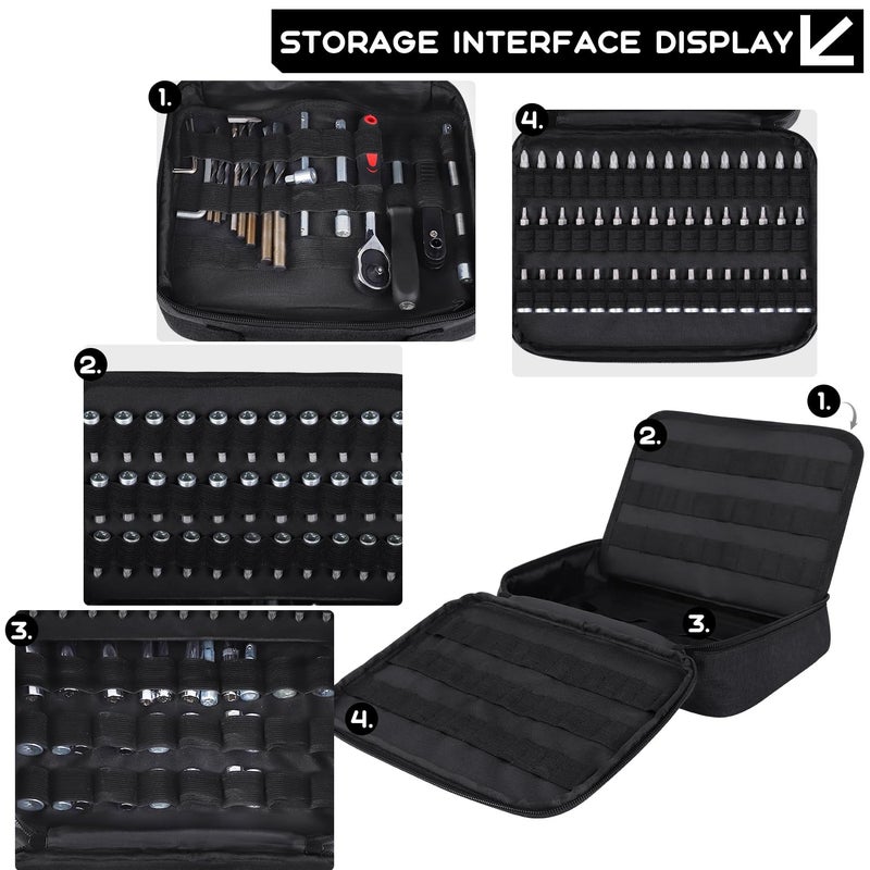 LOTCAIN 138 Hole Portable Socket Organizer, Drill Bit Organizer Drill Bit Holder Bit Pouch 1/4-Inch, 3/8-Inch, 1/2-Inch,Screwdriver Bit Organizer Drive Bit Adapter Storage Drill Bit Case Only - Image 3