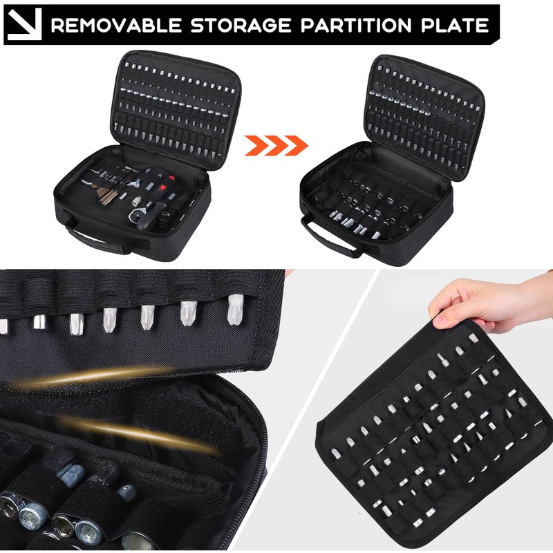 LOTCAIN 138 Hole Portable Socket Organizer, Drill Bit Organizer Drill Bit Holder Bit Pouch 1/4-Inch, 3/8-Inch, 1/2-Inch,Screwdriver Bit Organizer Drive Bit Adapter Storage Drill Bit Case Only - Image 5