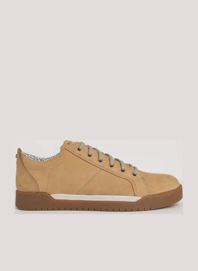 كاتربلر Brown Leather Lace-Up Sneakers