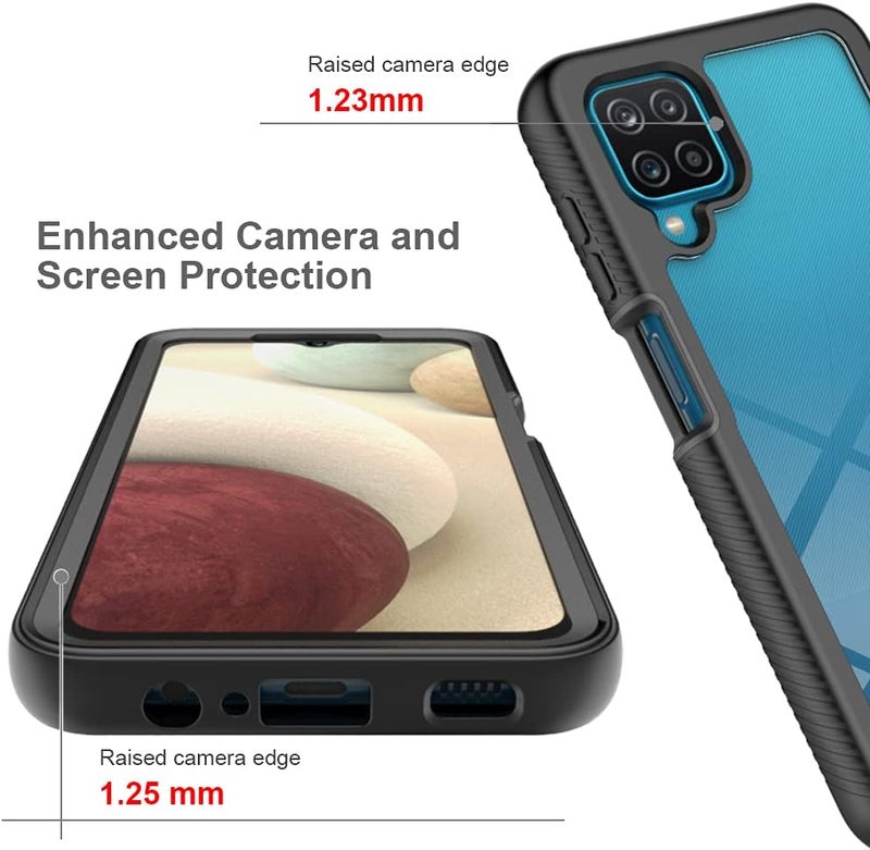 زيني غطاء لهاتف Samsung Galaxy A12 (M12)، حماية صدمات 360 درجة مع حماية شاملة وواقي شاشة مدمج، غطاء خارجي متين بإطار - أسود - Image 5