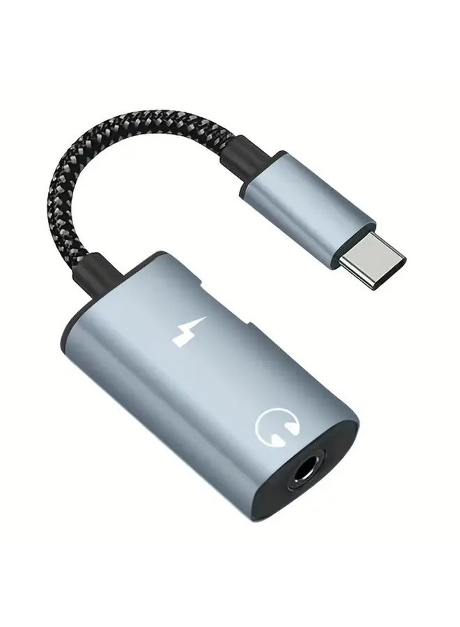 Black USB C To 3 5mm Headphone Adapter 2in1 Digital DAC With 30W PD Charging - Image 2