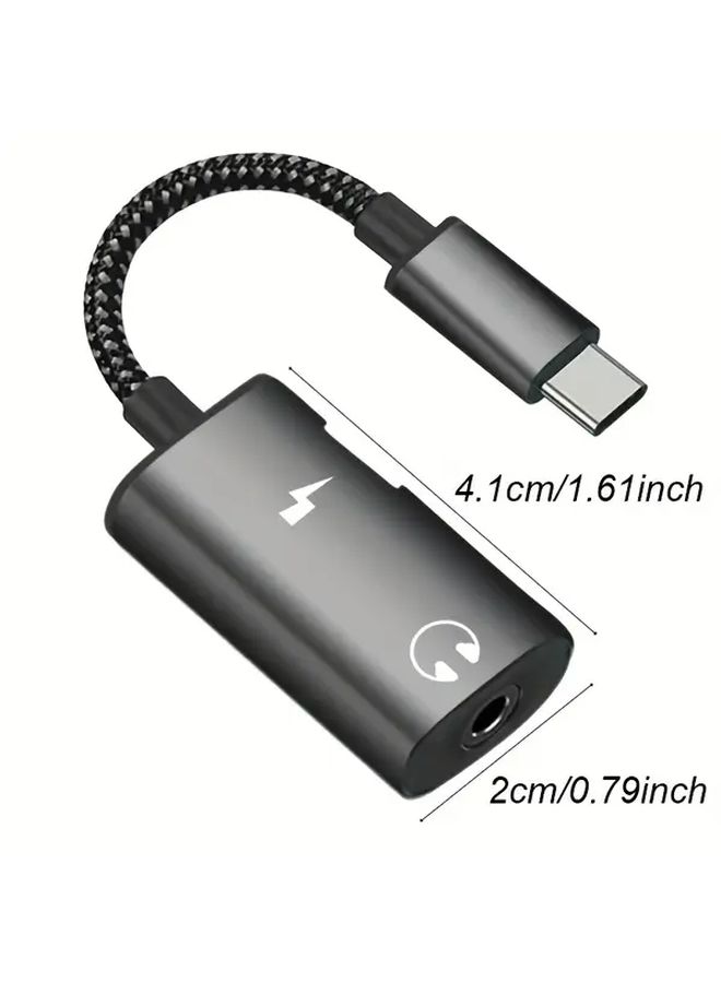 Black USB C To 3 5mm Headphone Adapter 2in1 Digital DAC With 30W PD Charging - Image 3