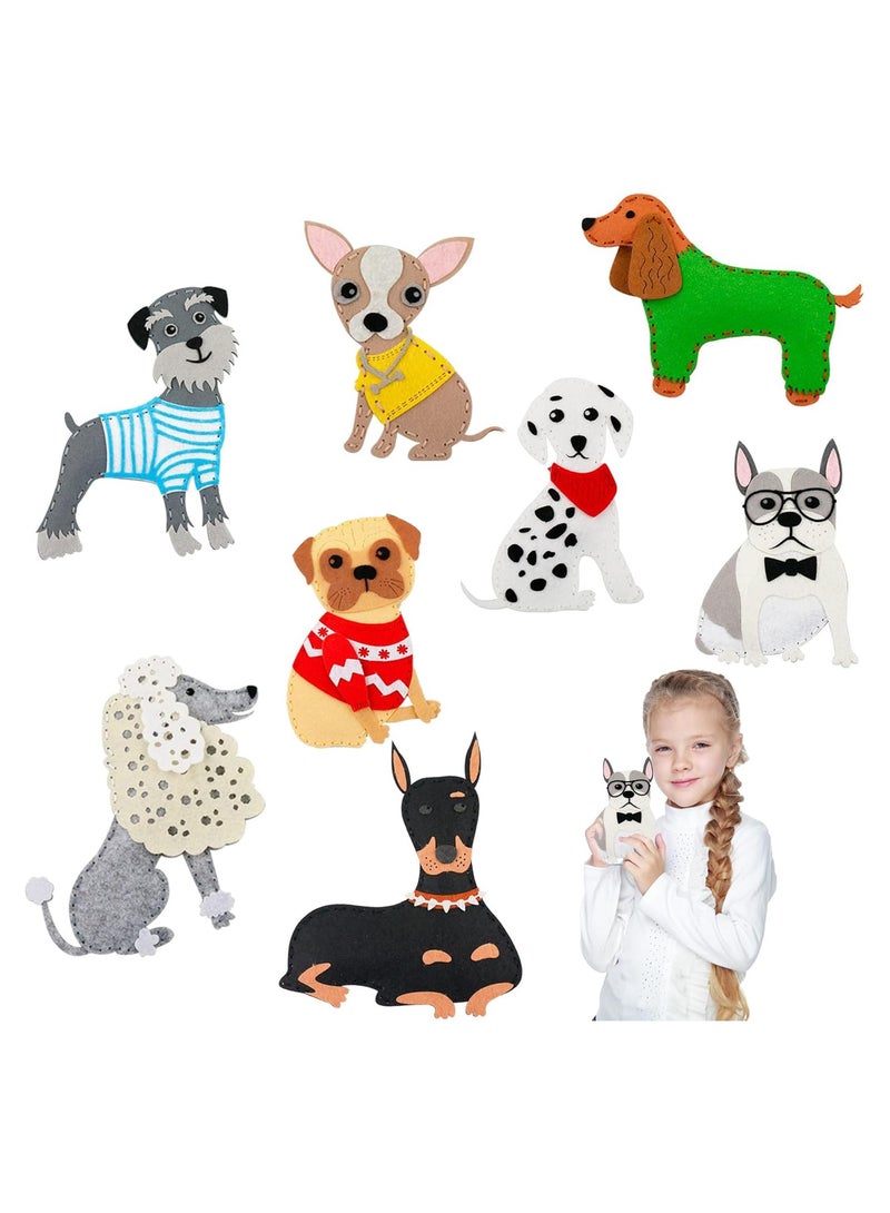Zikra 8 Pcs Puppy Craft Kit DIY Crafting and Sewing Set Dog Stuffed Animal Felt Plushie Fine Motor Skills Toys Educational Gifts for Educational Beginners Sewing Set Sewing Kits - Image 1
