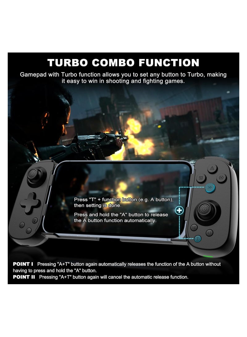 Captaintech Wireless Gaming Controller for Phone, Tablet, Android, PC, Switch, PS3, PS4 - Features Turbo, 6-Axis Gyro, Vibration, Perfect for Cloud Gaming & PS Remote Play.  - Image 4