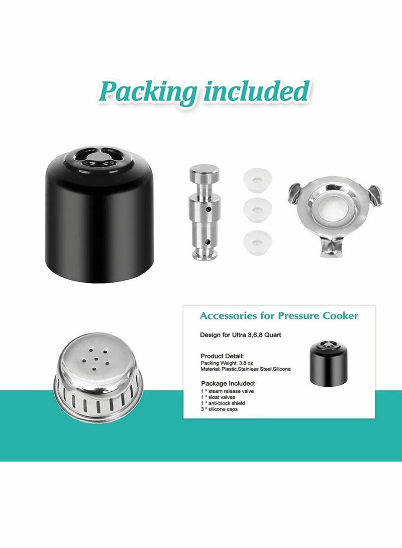 Captaintech Steam Release Handle Original Float Valve Replacement Parts Universal Pressure Valve For Instant Pot With 3 Silicone Caps Gaskets For Instant Ultra 3 6 8 Qt For Electric Pressure Cooker - Image 3