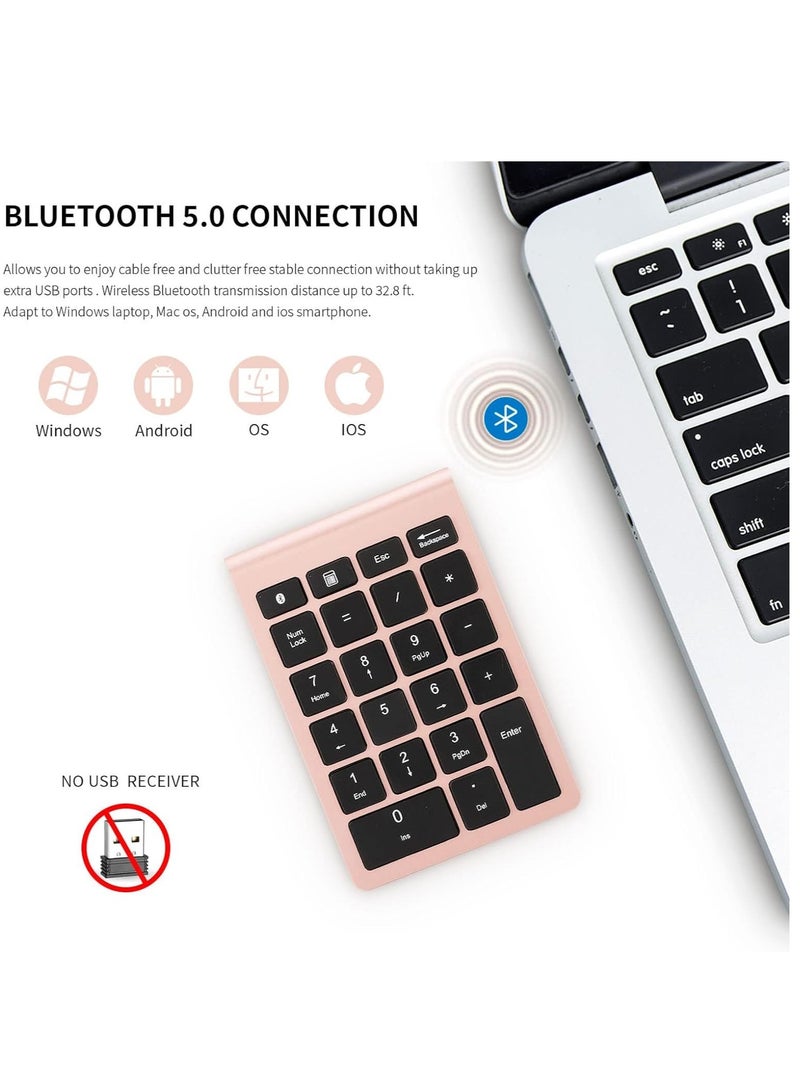 Excefore Bluetooth Number Pad,Bluetooth 5.0 Wireless Number Pad with Shortcut Keys, 22 Keys Portable Financial Accounting Extensions 10 Keys for Laptop Desktop, PC, Pad,Notebook - Image 2