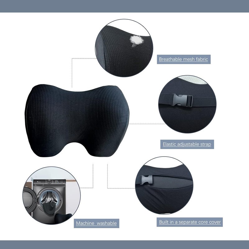 SPRFUFLY Make Relaxing Car Headrest Pillow, Car Pillow for Driving with Adjustable Strap, Breathable Removable Cover & Ergonomic Design - Softness Travel Car Neck Support Pillow(Black, 1PC) - Image 3