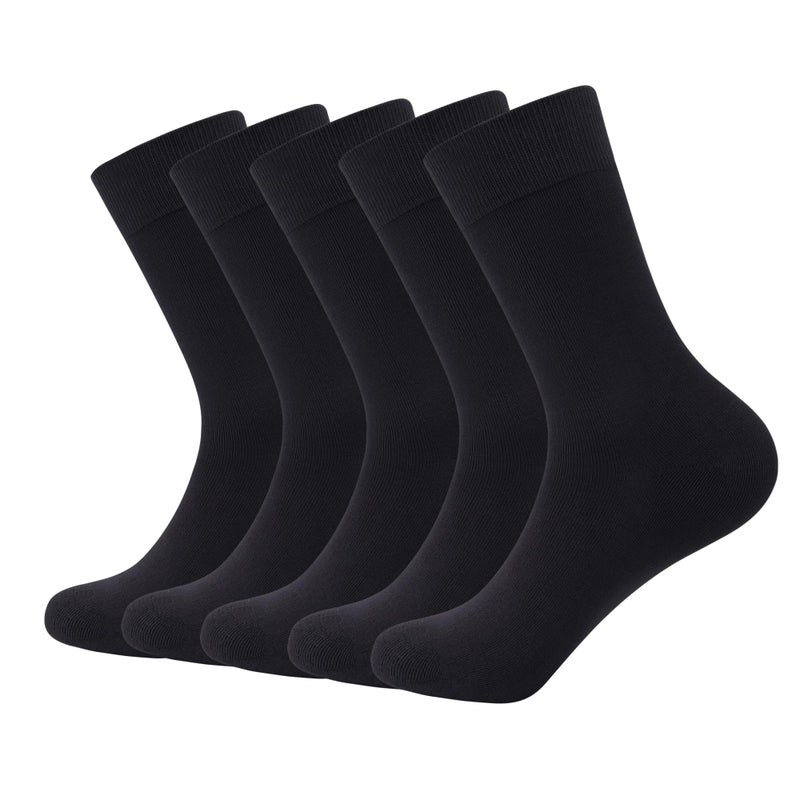 SERISIMPLE Viscose Bamboo Dress Men Sock Thin Soft Crew Anti Odor Lightweight Sock Breathable Comfort Cool soft Sock 5 Pairs (US, Alpha, Large, Regular, Regular, Black) - Image 1