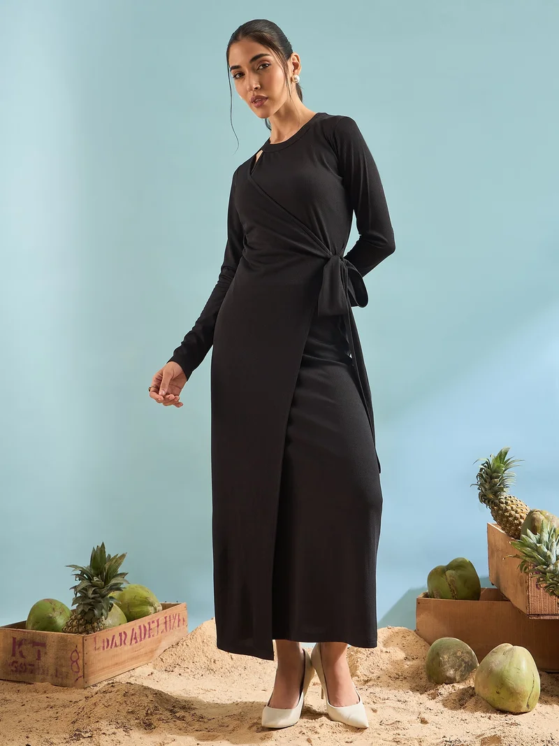 Panit PANIT Ribbed Bodycon Gown Dress - Black