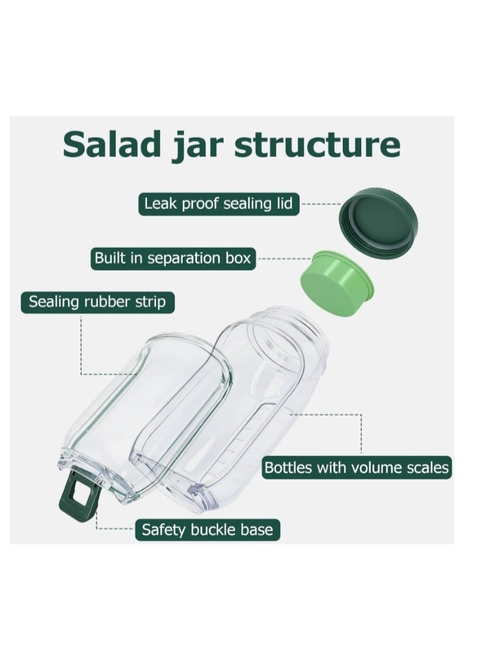 Portable Salad Jar with Side Opening Lid & Dressing Cup, Leakproof Salad Container 2.5 Cups BPA-Free Meal Prep Lunch for Office Travel Picnic Reusable Food Storage Pod-1 pc - Image 5