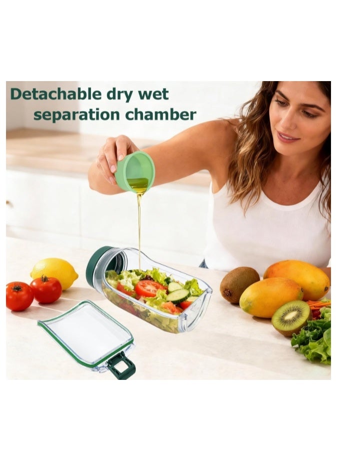 Portable Salad Jar with Side Opening Lid & Dressing Cup, Leakproof Salad Container 2.5 Cups BPA-Free Meal Prep Lunch for Office Travel Picnic Reusable Food Storage Pod-1 pc - Image 4
