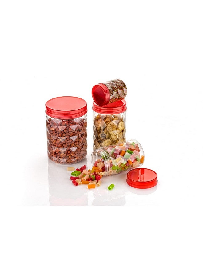 Tosaa Plastic Pet Storage Jar and Container Set of 18 (6 x 120ml, 6 x 650ml, 6 x 1.20ltrs), Red, Air Tight, Kitchen Organiser, BPA Free, Stackable - Image 5