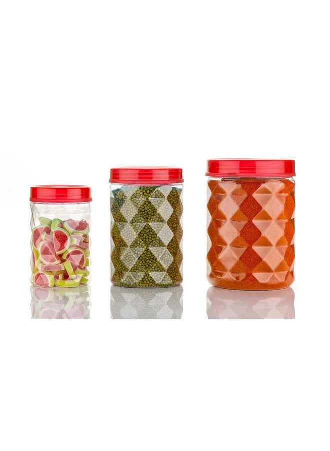 Tosaa Plastic Pet Storage Jar and Container Set of 18 (6 x 120ml, 6 x 650ml, 6 x 1.20ltrs), Red, Air Tight, Kitchen Organiser, BPA Free, Stackable - Image 4