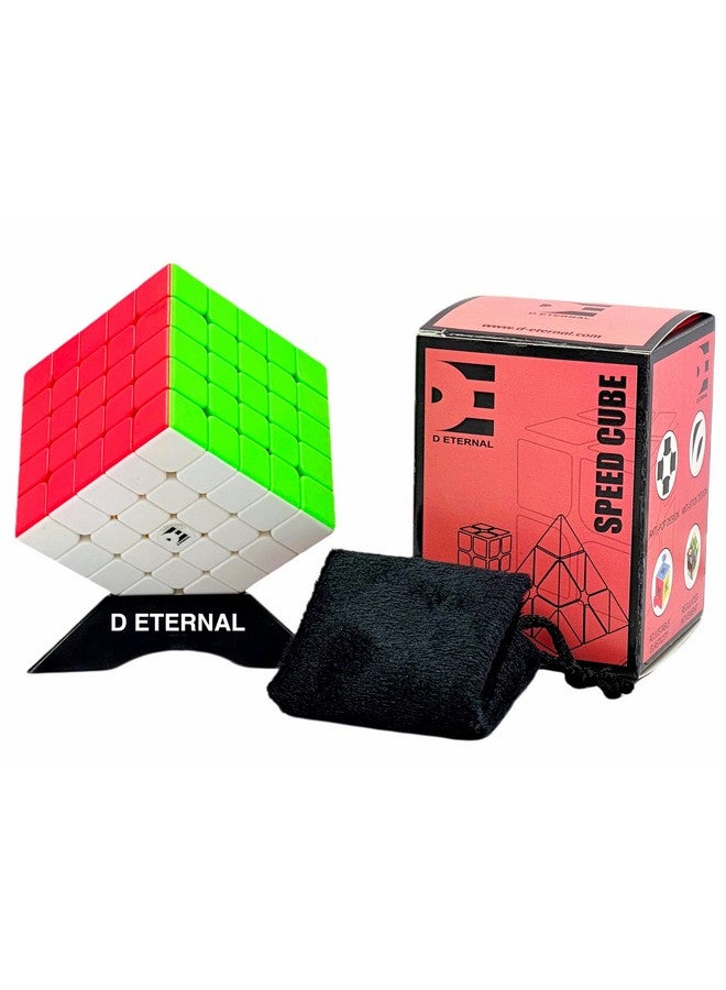 D ETERNAL 5X5 Stickerless Cube Beginner Speedcube For Kids & Adults With Cube Stand And Protecting Pouch Bag Cube Combo Set (5X5+Stand+Bag)  - Image 1