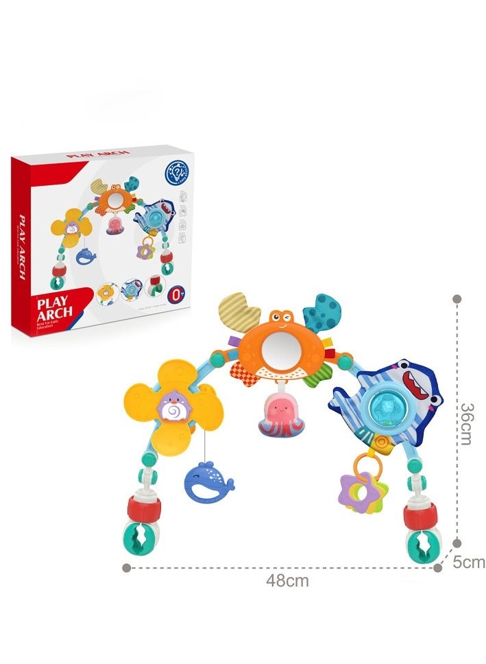 ميكسد أقواس عربة طفل لعبة المعلقات عربة طفل التعليم المعلقات لعبة للأطفال 0-1 سنة من العمر أقواس نشطة مع ألعاب رائعة لتحفيز تنمية المهارات الحسية والحركية للطفل - Image 3