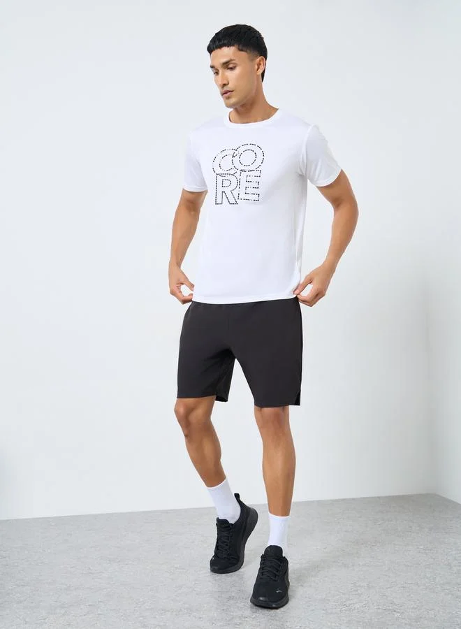Styli Active Regular Fit Core Athleisure T-Shirt with Chest Print