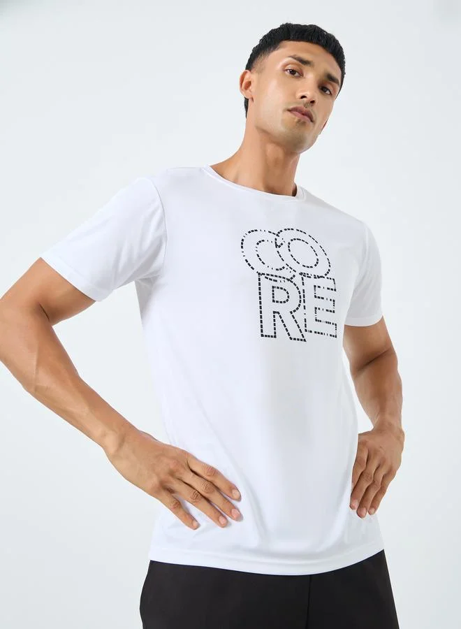 Styli Active Regular Fit Core Athleisure T-Shirt with Chest Print