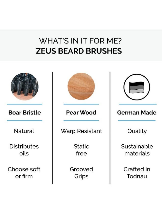 Zeus Pocket Beard Brush Boar Bristle Travel Beard & Mustache Brush For Menmade In Germany (Soft Bristles) N92 - Image 2