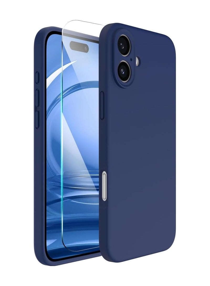 Compatible with iPhone 16 Plus Case 6.7", with 1 x Screen Protector Silicone Case Comprehensive Protection Cover Slim Shockproof Gel Rubber Flexible Phone Case for Iphone 16 Plus Blue - Image 1