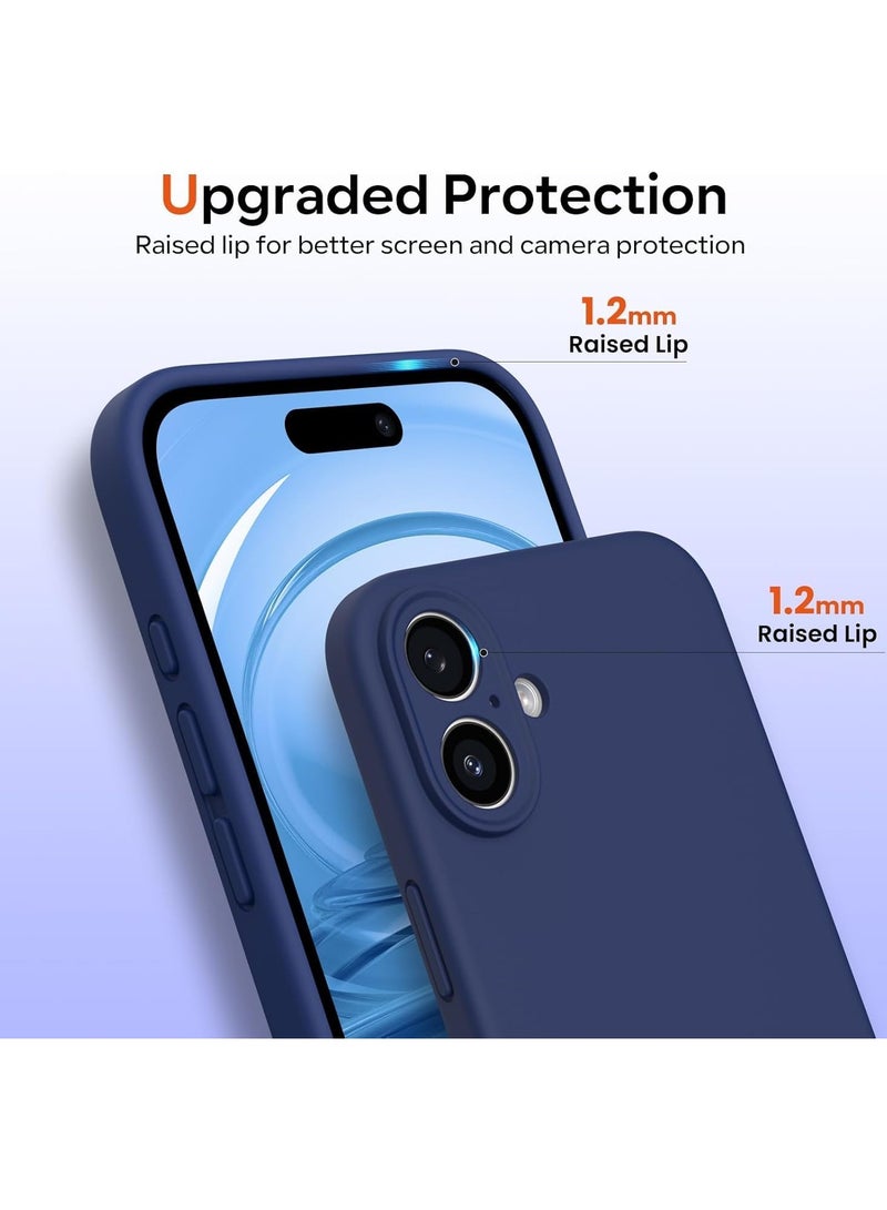Compatible with iPhone 16 Plus Case 6.7", with 1 x Screen Protector Silicone Case Comprehensive Protection Cover Slim Shockproof Gel Rubber Flexible Phone Case for Iphone 16 Plus Blue - Image 4
