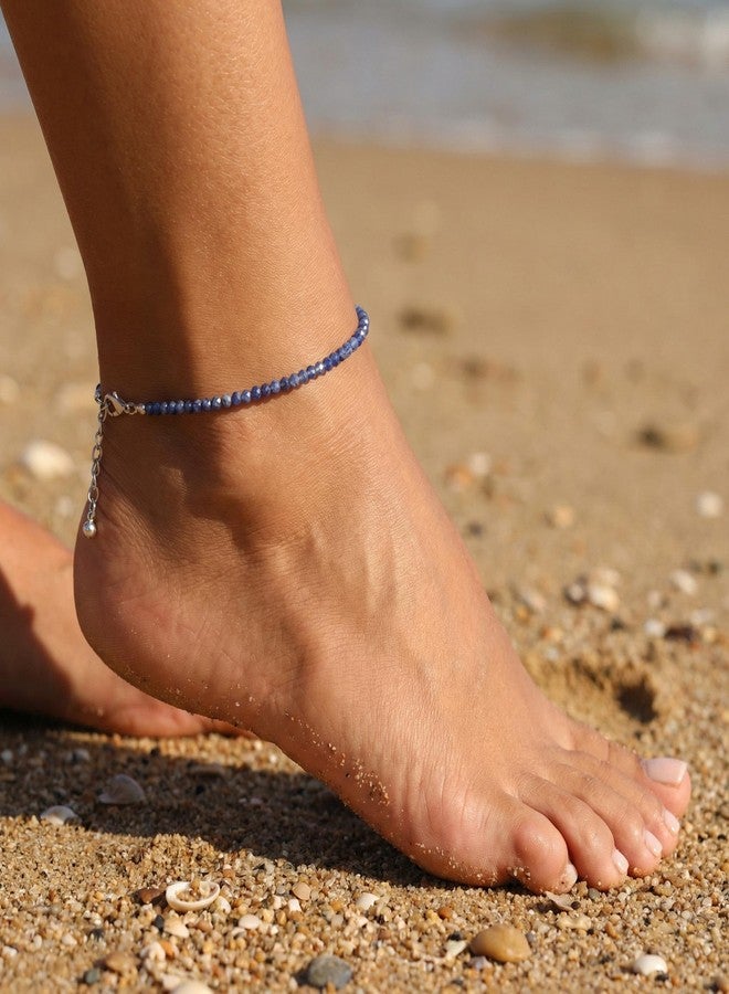 SATVIK Lapis Lazuli Crystal Anklet for Women | Stone of Wisdom Truth Confidence | Natural Gemstone Anklet | Adjustable Spiritual Ankle Bracelet - Image 2
