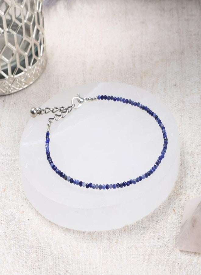 SATVIK Lapis Lazuli Crystal Anklet for Women | Stone of Wisdom Truth Confidence | Natural Gemstone Anklet | Adjustable Spiritual Ankle Bracelet - Image 5