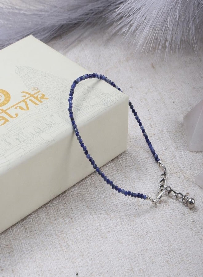 SATVIK Lapis Lazuli Crystal Anklet for Women | Stone of Wisdom Truth Confidence | Natural Gemstone Anklet | Adjustable Spiritual Ankle Bracelet - Image 4
