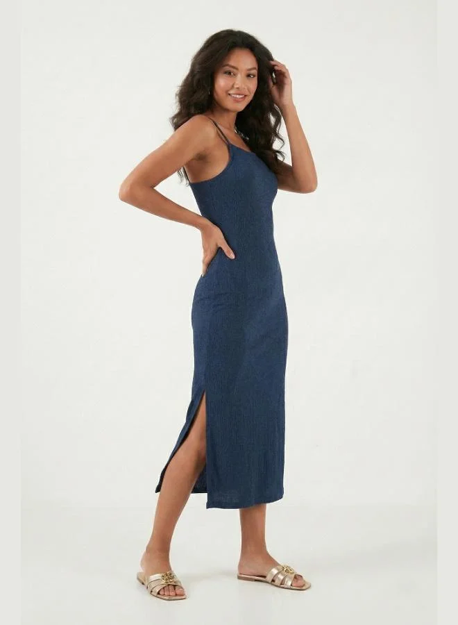 Lela  Lela Strappy Fitted Midi Dress with Slit for Women DRESS 5865573 for Women | Best Price UAE