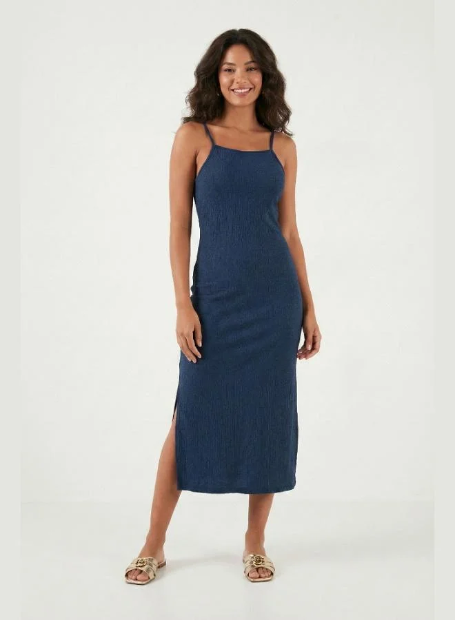 Lela  Lela Strappy Fitted Midi Dress with Slit for Women DRESS 5865573 for Women | Best Price UAE