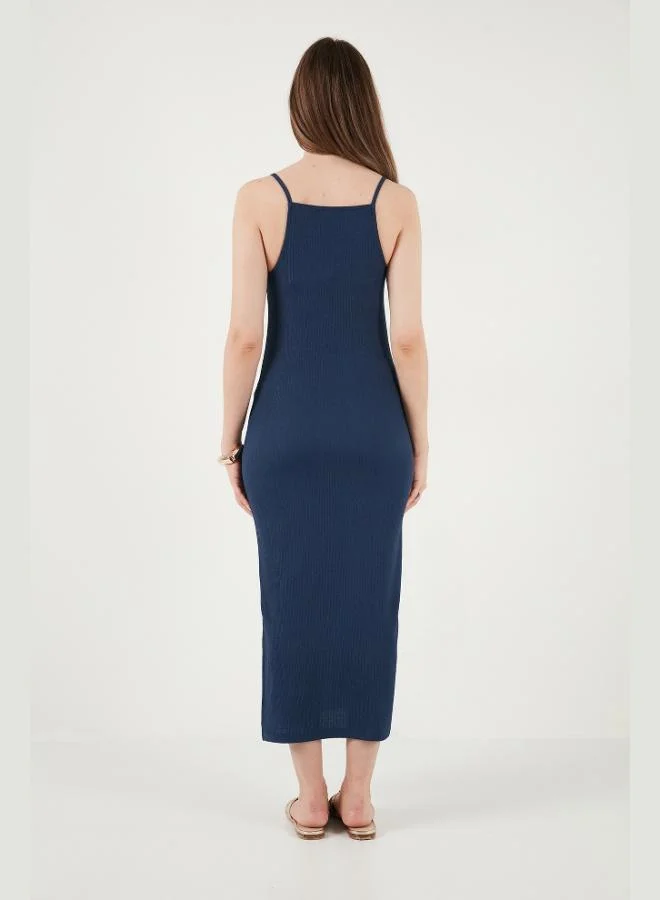 Lela  Lela Strappy Fitted Midi Dress with Slit for Women DRESS 5865573 for Women | Best Price UAE