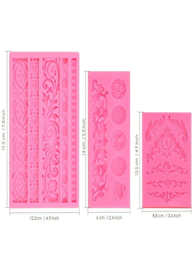 JOERSH 3PCS Baroque Scroll Molds Silicone Border Fondant Mold for for Wedding Birthday Cake Decorating, Cupcake Topper, Chocolate, Candy, Candle, Clay - Image 2