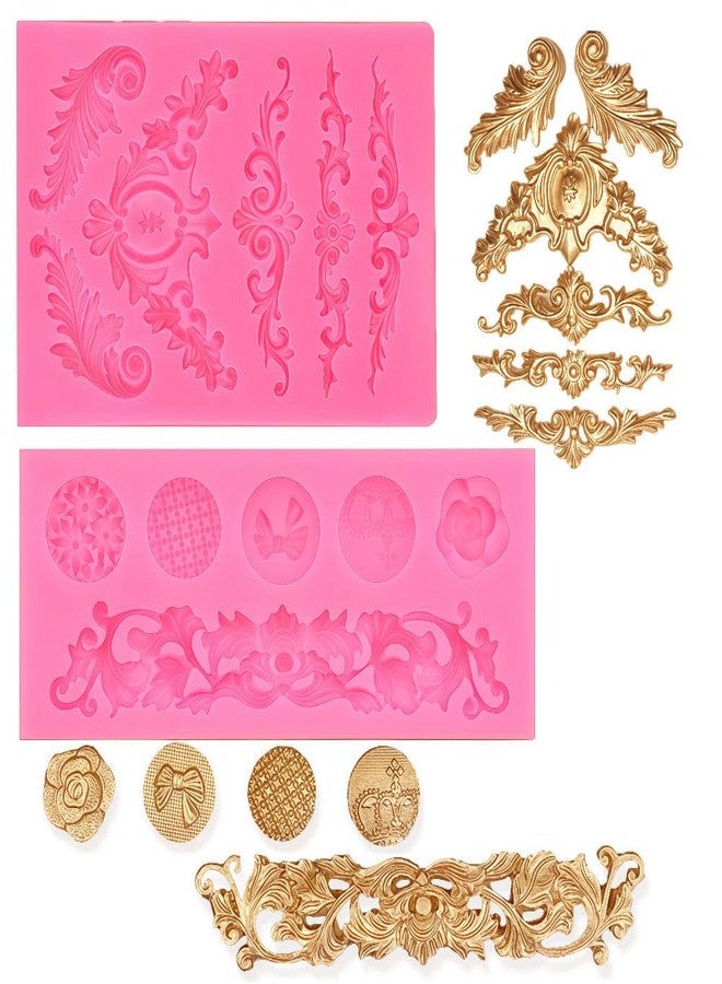 JOERSH 3PCS Baroque Scroll Molds Silicone Border Fondant Mold for for Wedding Birthday Cake Decorating, Cupcake Topper, Chocolate, Candy, Candle, Clay - Image 4