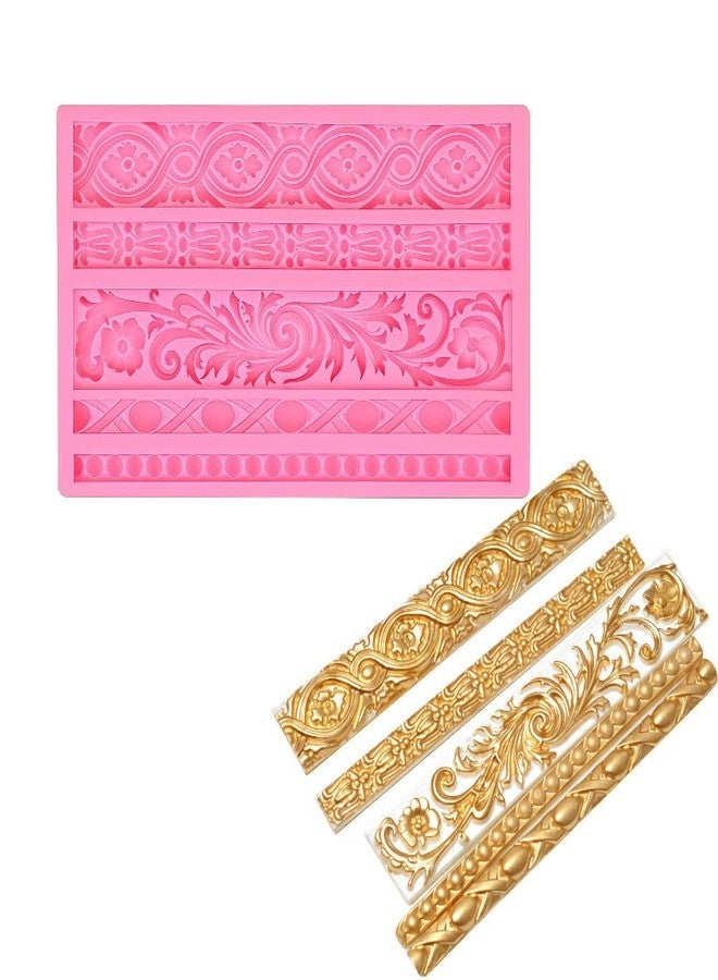 JOERSH 3PCS Baroque Scroll Molds Silicone Border Fondant Mold for for Wedding Birthday Cake Decorating, Cupcake Topper, Chocolate, Candy, Candle, Clay - Image 3