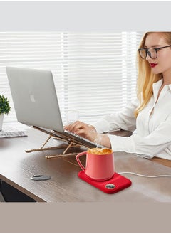 MARGOUN Coffee Mug Warmer, Electric Cup Heater with LCD Display, Digital Temperature 55-75°C Adjustable, USB-Powered, ABS Material - Red  - Image 4