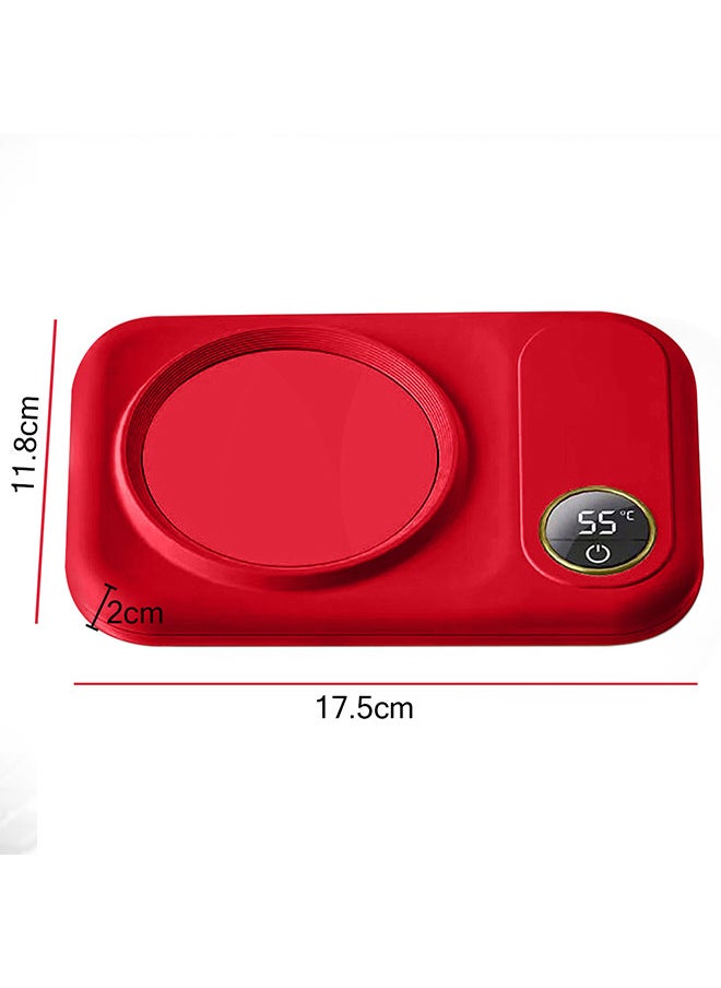 MARGOUN - Coffee Mug Warmer, Electric Cup Heater with LCD Display, Digital Temperature 55-75°C Adjustable, USB-Powered, ABS Material - Red - Image 1