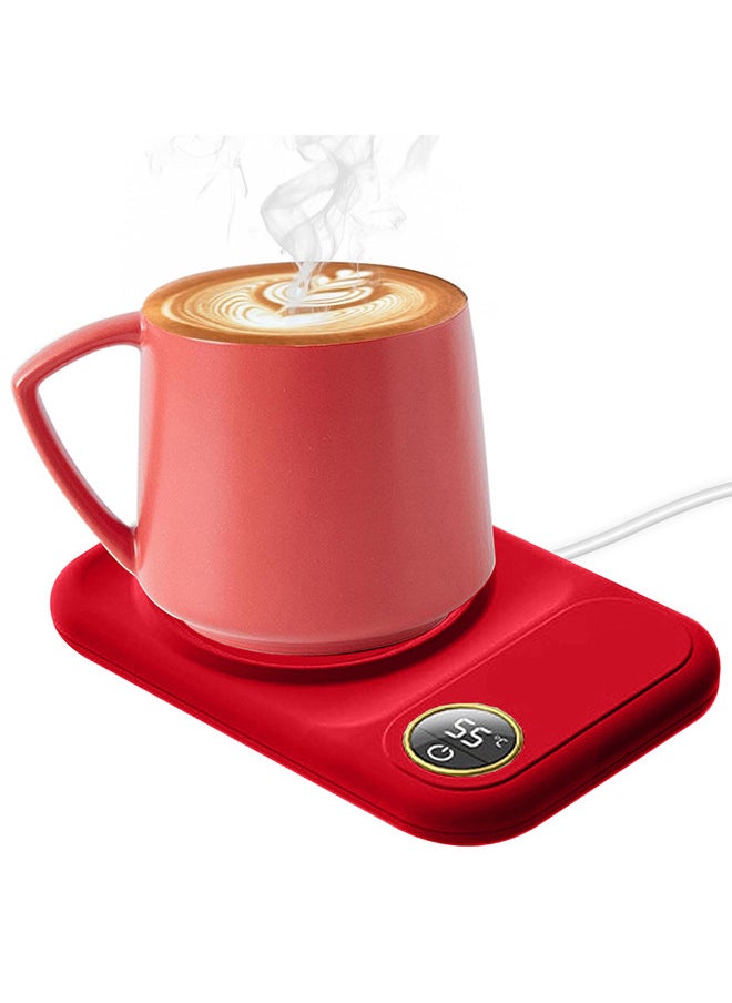 MARGOUN Coffee Mug Warmer, Electric Cup Heater with LCD Display, Digital Temperature 55-75°C Adjustable, USB-Powered, ABS Material - Red  - Image 2